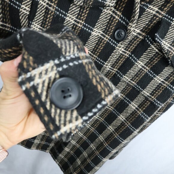 Anthropologie Sage The Label Plaid Shacket - Neutral Brown - Size Medium - Picture 8 of 11